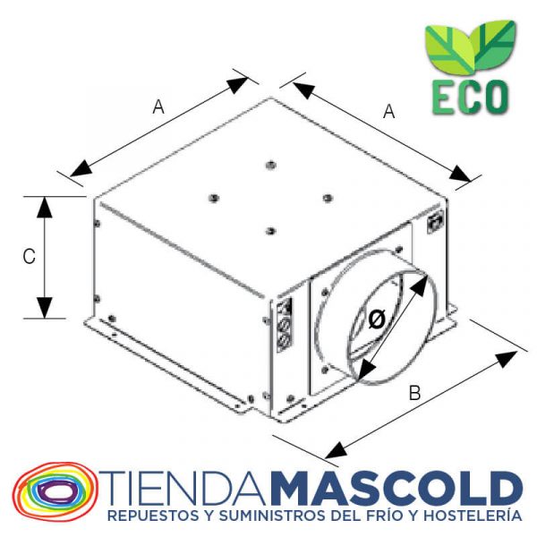 Kit Radial Extractor para equipos de frío de cámaras frigorificas para techo Modelo ECO