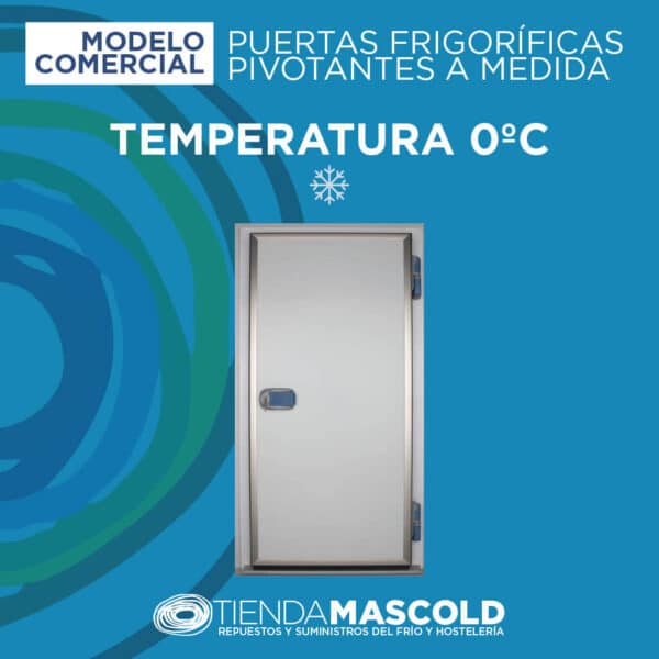 Puerta Frigorífica Pivotante Comercial para temperatura 0 grados centigrados. Todas las medidas.